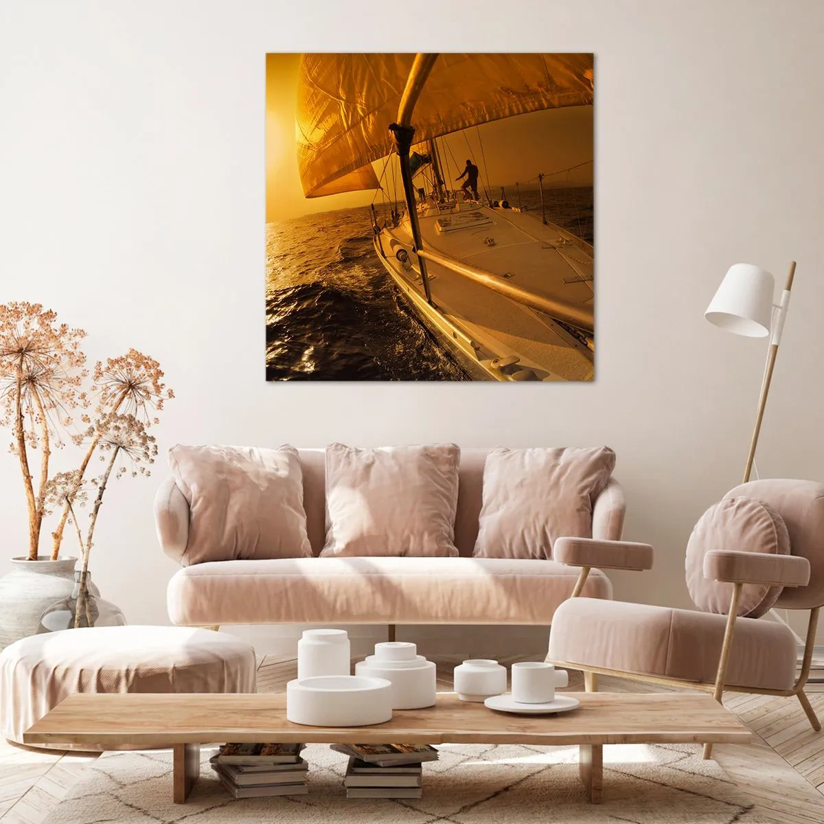 Lærredstryk - Billede på lærred - En gylden aften efter en broget dag - 70x70 cm