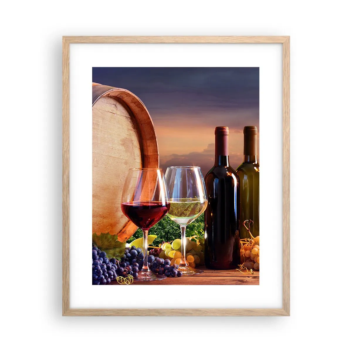 Plakat i ramme af lyst egetræ - Livet har smag her - 40x50 cm