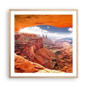 Plakat i ramme af lyst egetræ - Udskåret af naturen selv - 60x60 cm