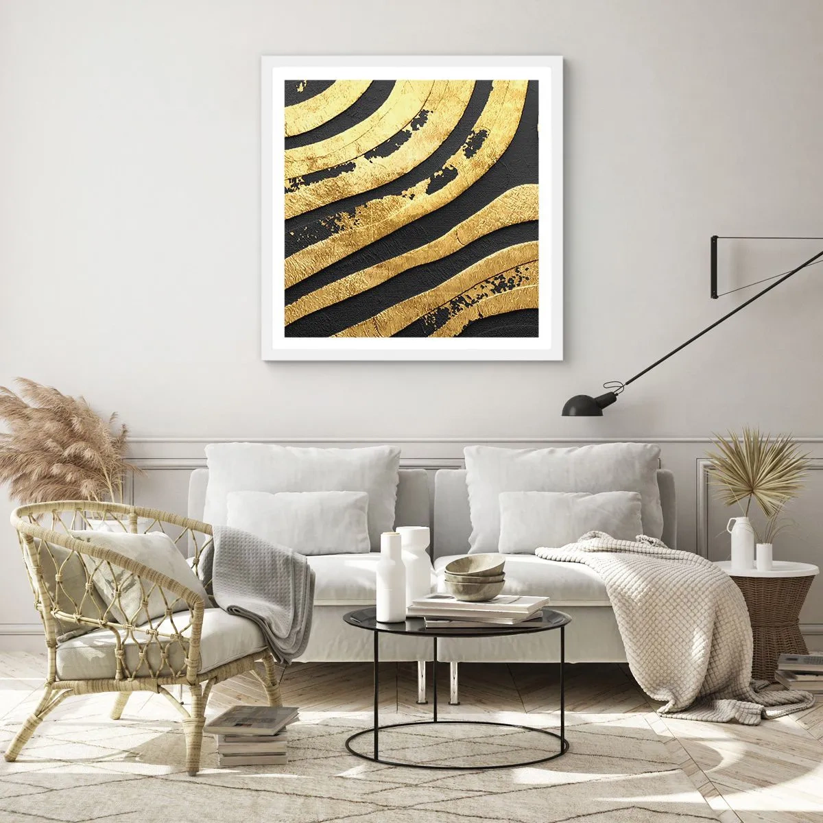 Plakat i hvid ramme - Alt flyder - 40x40 cm