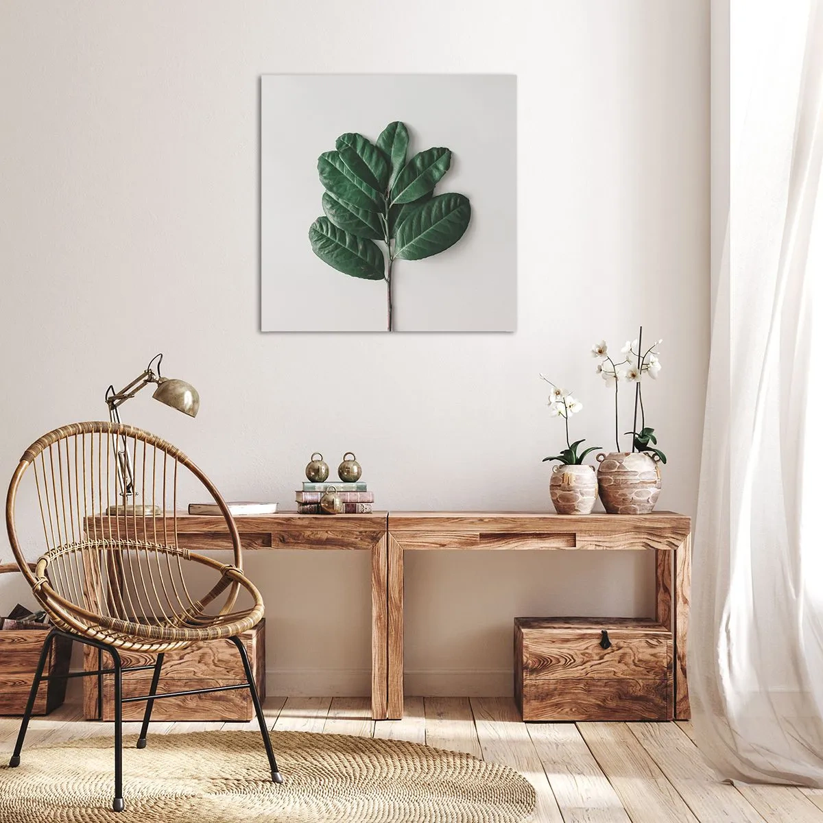 Lærredstryk - Billede på lærred - Tegning af selve naturen - 30x30 cm