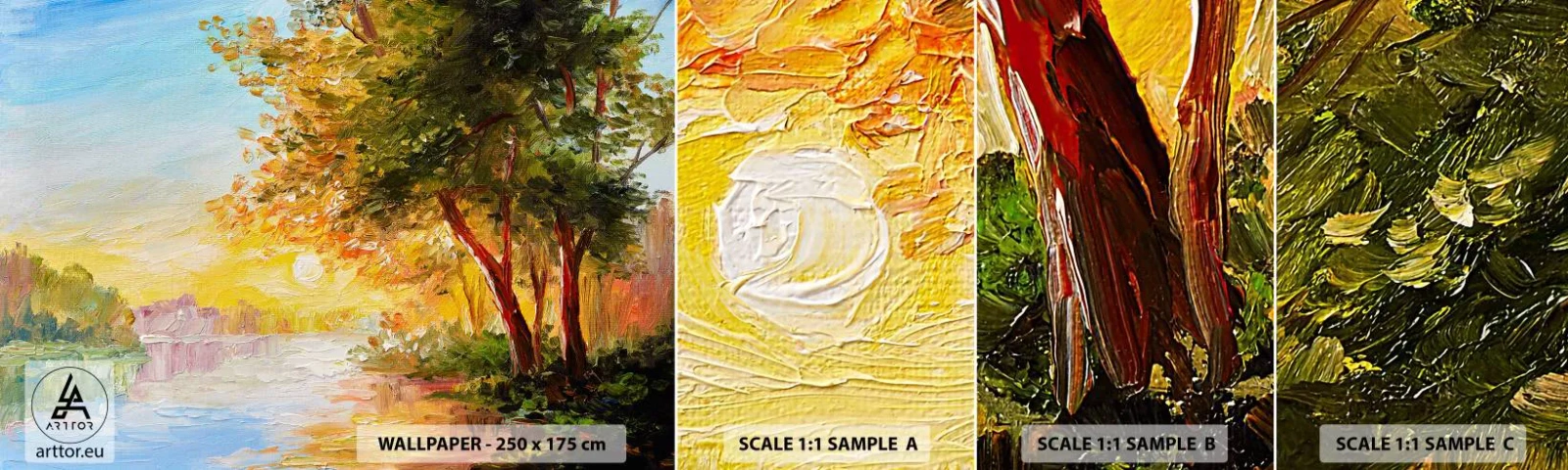 Fototapet Prøve Standard Eco - Et in Arcadia ego - Landskab, flod, Solens stråler - 100x30 cm