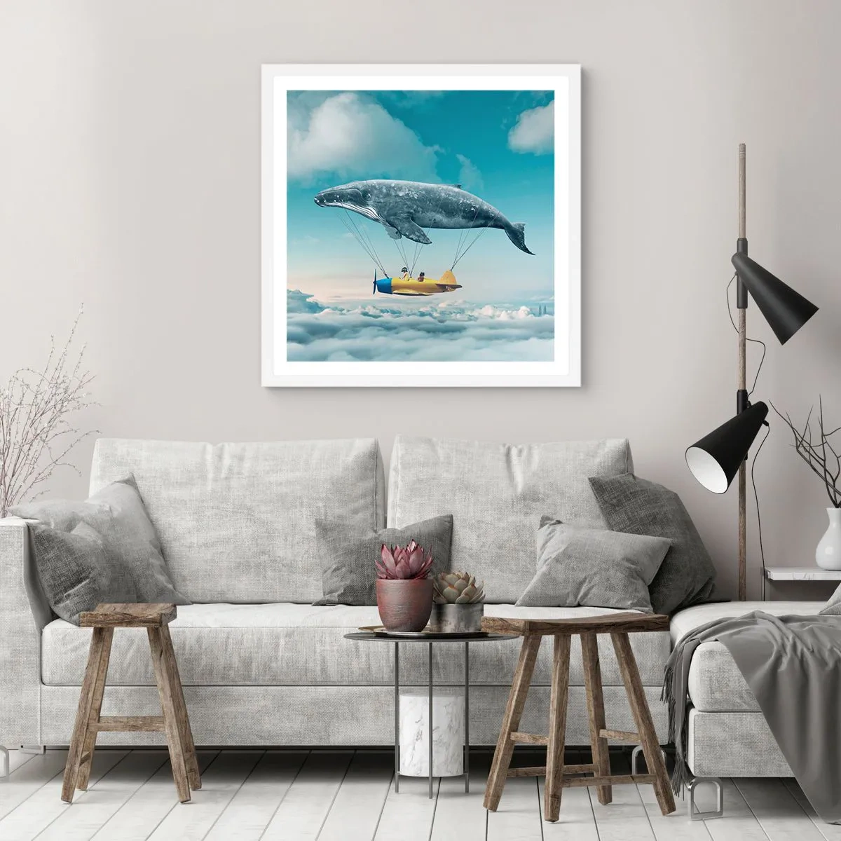 Plakat i hvid ramme - Hvorfor ikke? - 50x50 cm