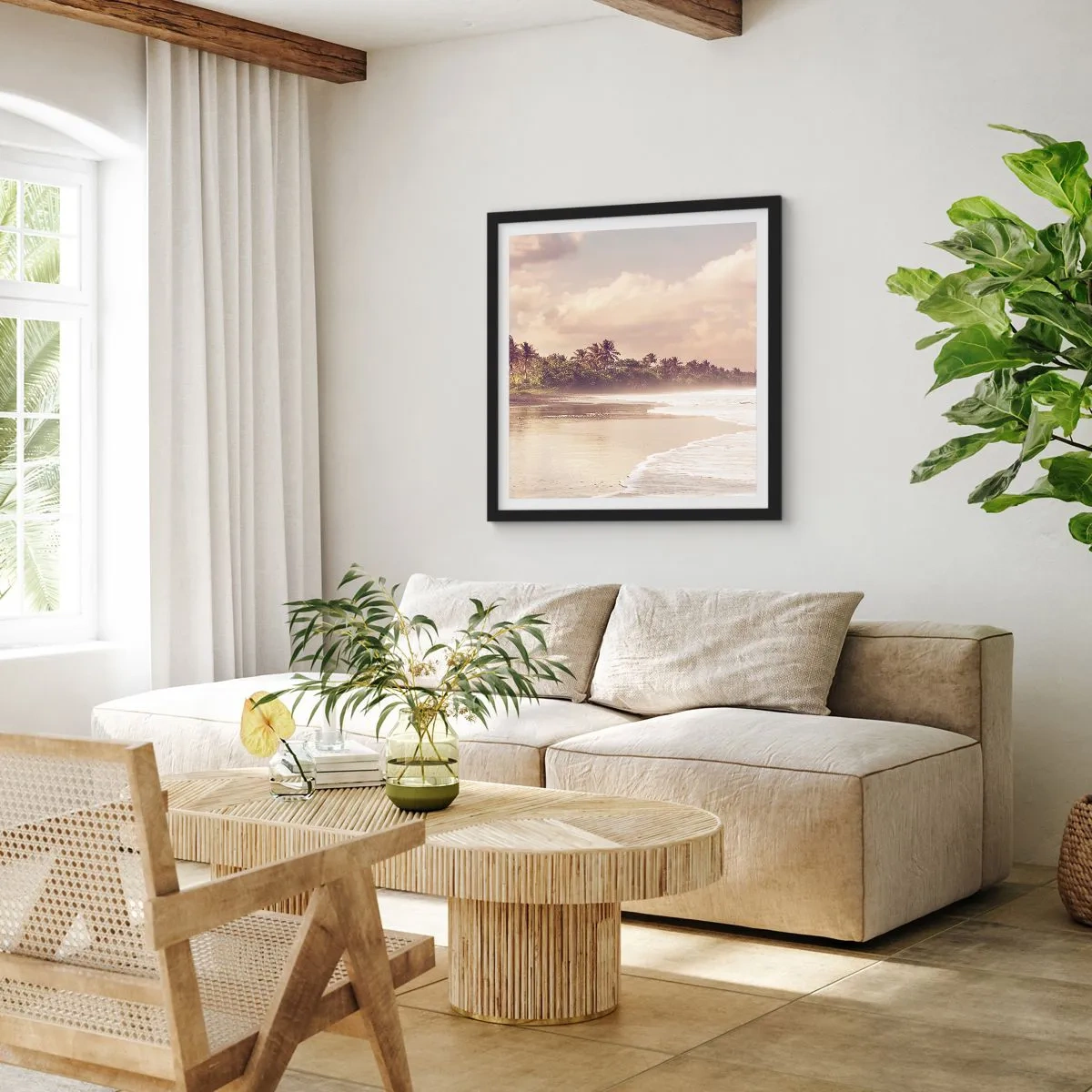 Plakat i sort ramme - Kærtegner bølgerne - 60x60 cm