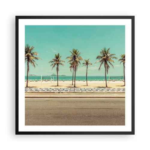 Plakat i sort ramme - På stranden - 60x60 cm