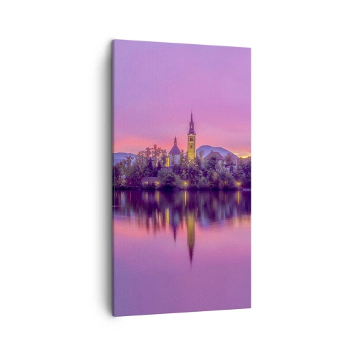 Lærredstryk - Billede på lærred - Eventyrlig ø i skumringen - 45x80 cm