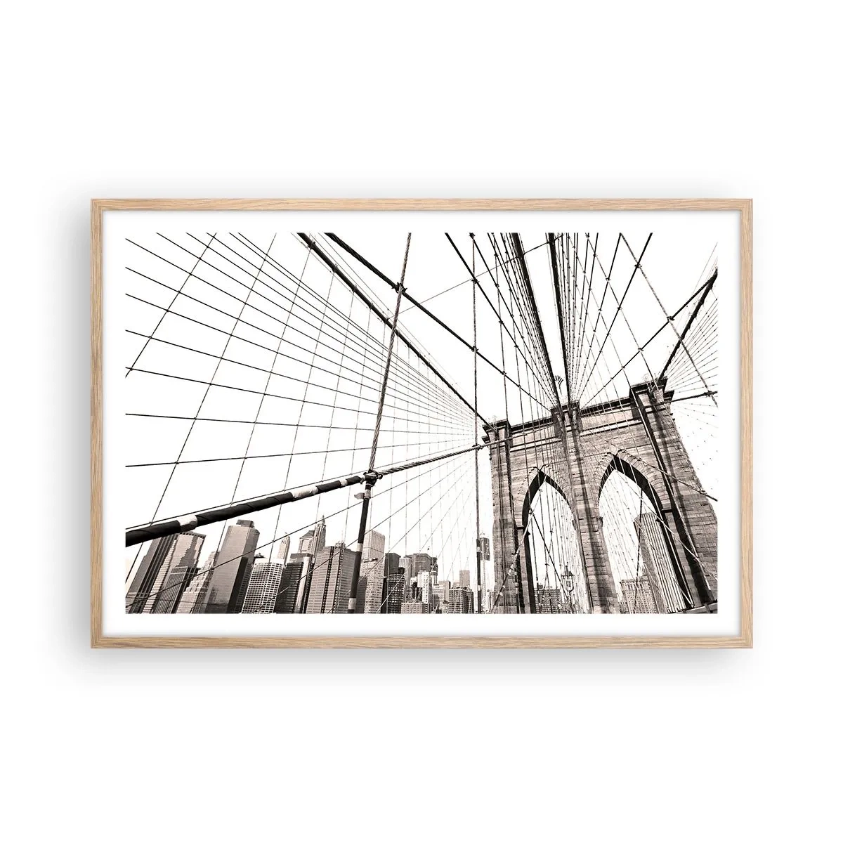 Plakat i ramme af lyst egetræ - Katedralen i New York - 91x61 cm
