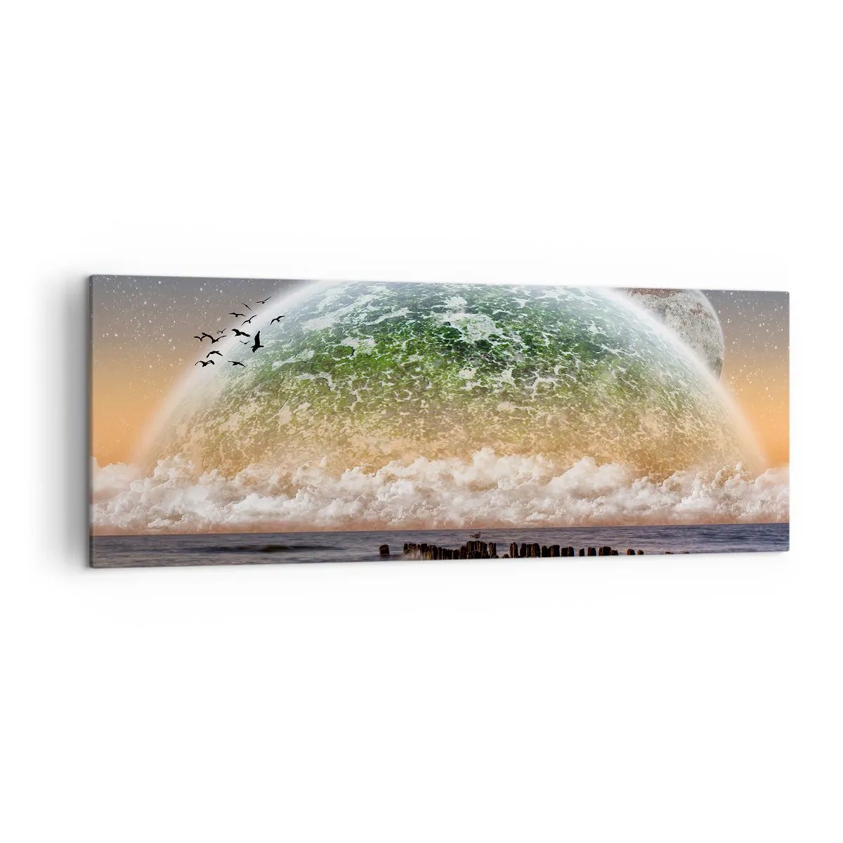 Lærredstryk - Billede på lærred - Og verden kom op af vandet - 140x50 cm