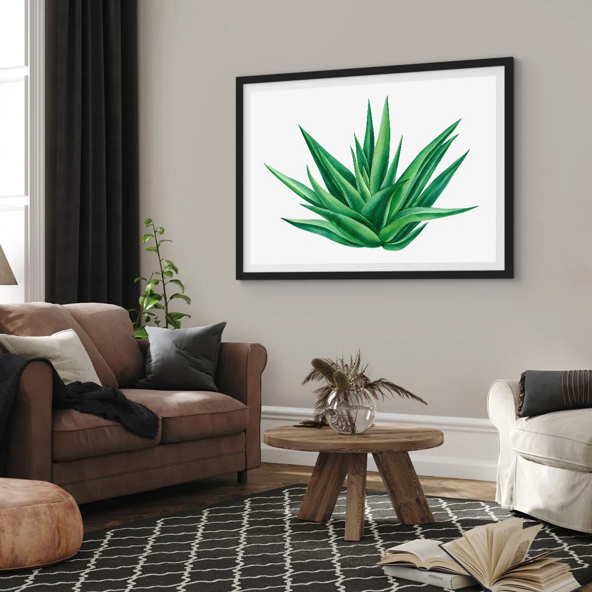 Plakat i sort ramme - Grøn - styrke - liv - 70x50 cm