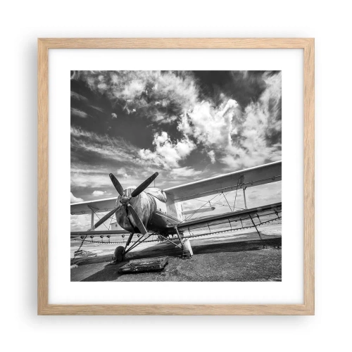 Plakat i ramme af lyst egetræ - Jeg kan ikke vente! - 40x40 cm