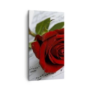 Lærredstryk - Billede på lærred - Musik af følelser i skarlagenrødt - 45x80 cm