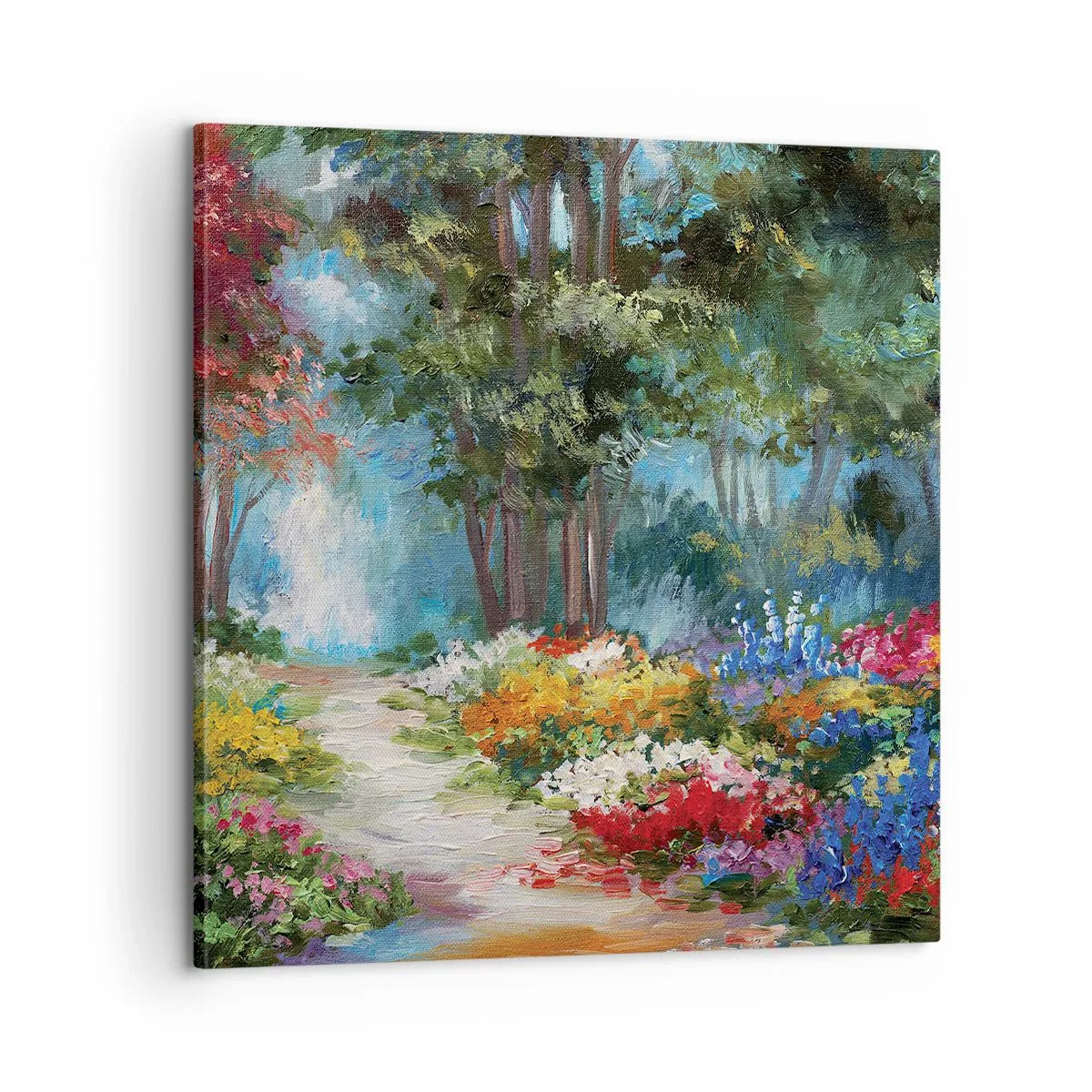Lærredstryk - Billede på lærred - Skovhave, blomsterskov - 60x60 cm