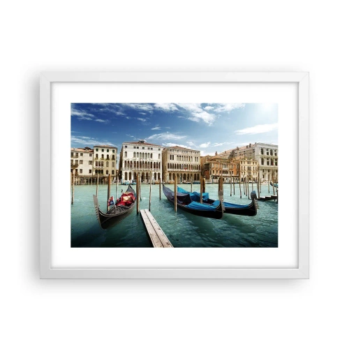 Plakat i hvid ramme - Paladser i blåt - 40x30 cm