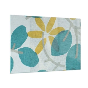 Billede på glas - Blandt azurblå blade - 100x70 cm