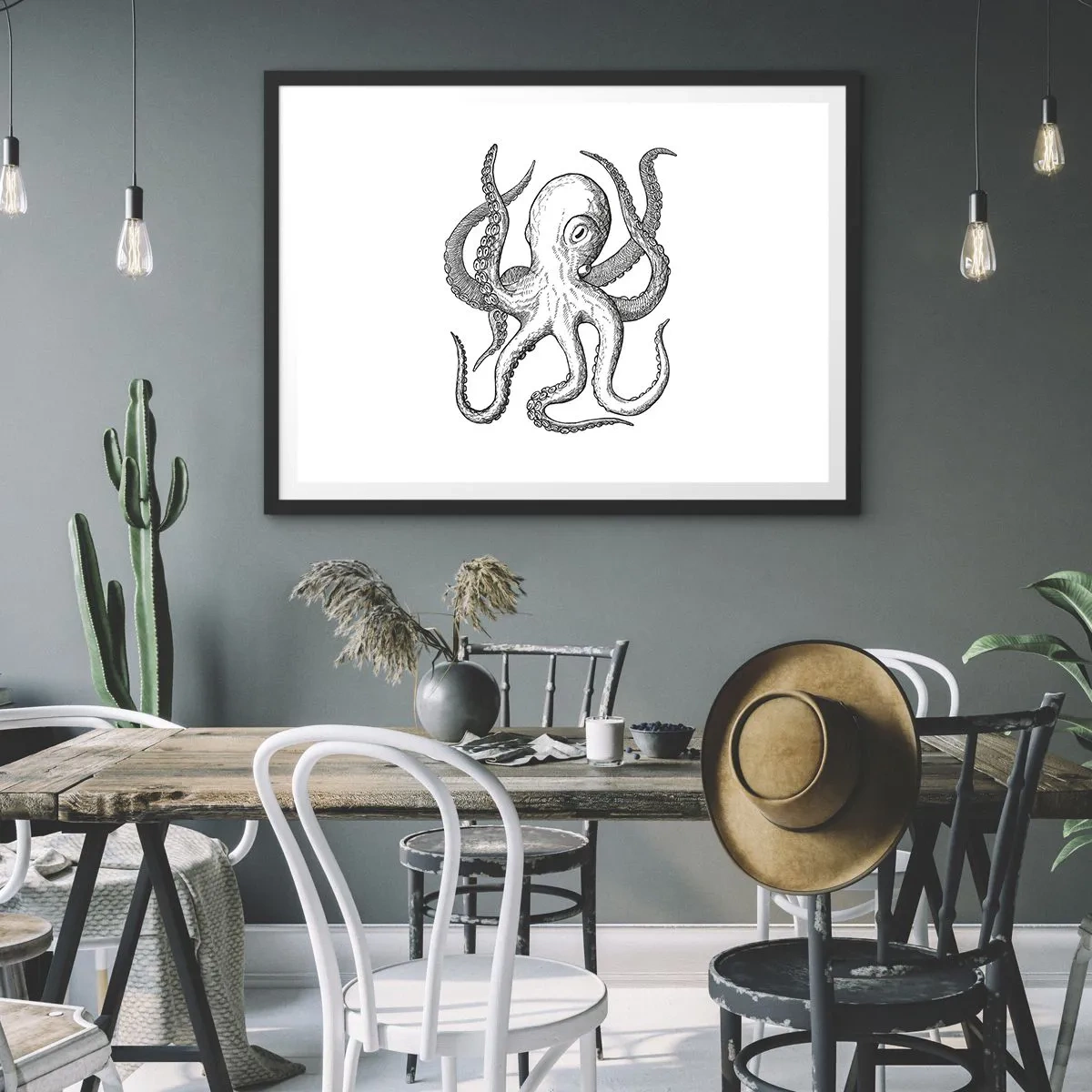 Plakat i sort ramme - Dans med bølger - 40x30 cm