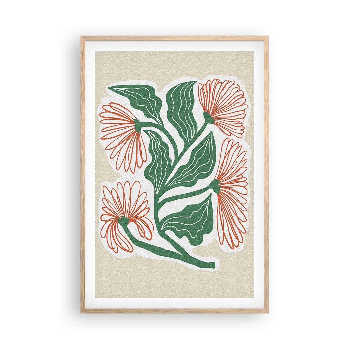 Plakat i ramme af lyst egetræ - Folkeligt og moderne - 61x91 cm