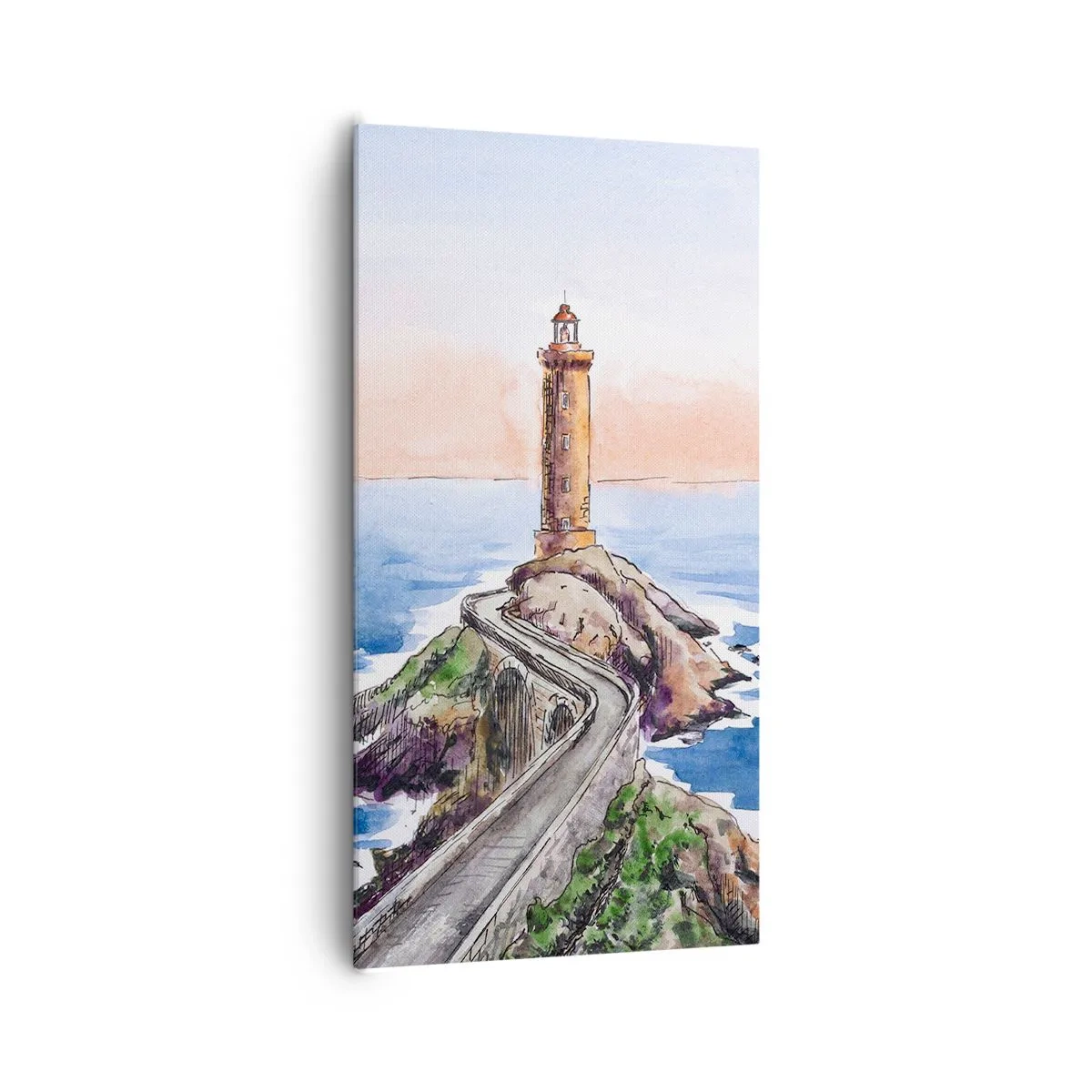 Lærredstryk - Billede på lærred - Med front mod havet - 65x120 cm