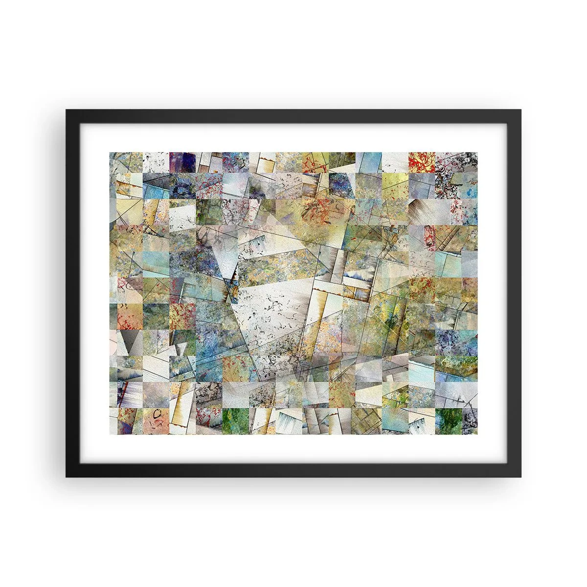 Plakat i sort ramme - Geometrisk ommøblering - 50x40 cm