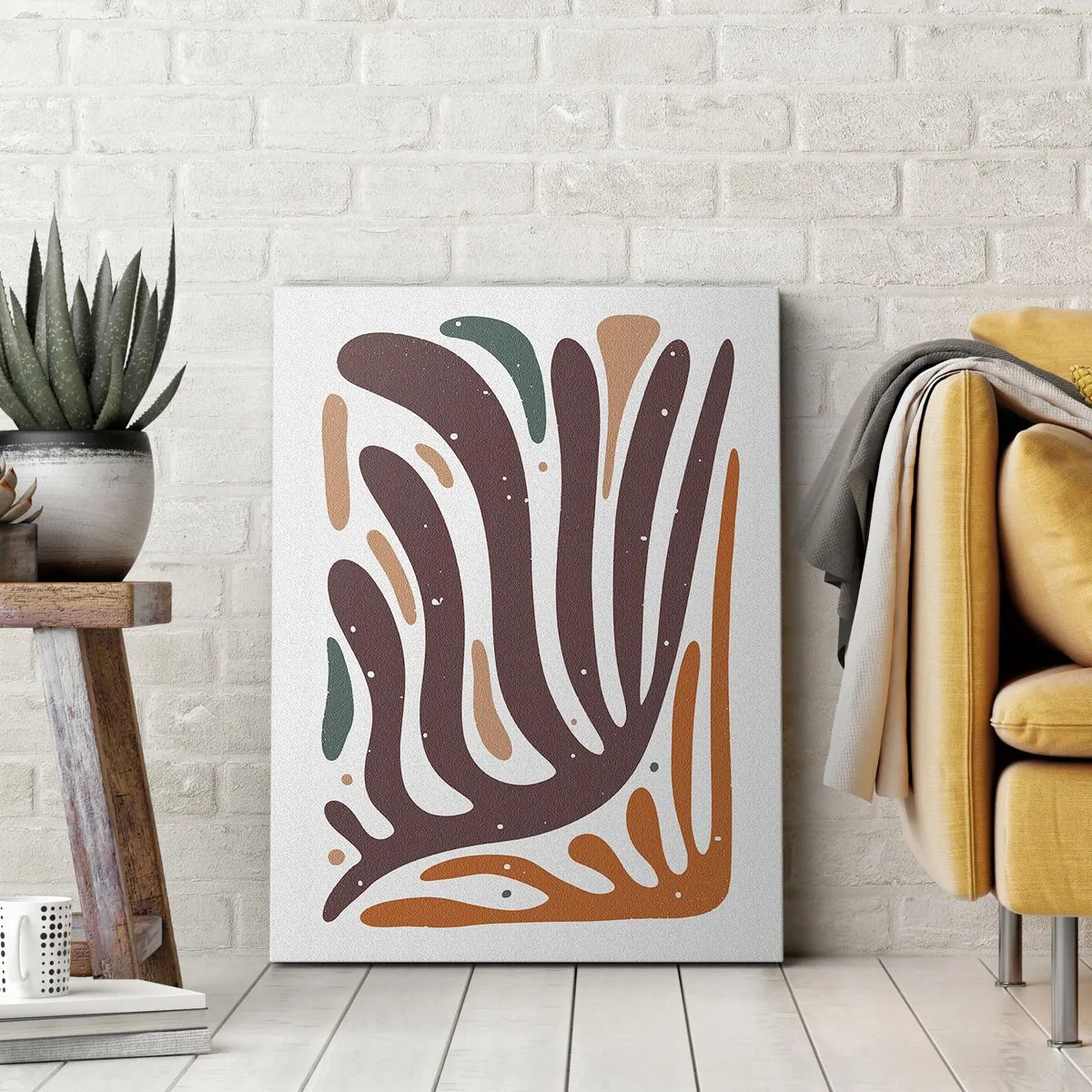 Lærredstryk - Billede på lærred - Strålende organisk komposition - 45x80 cm