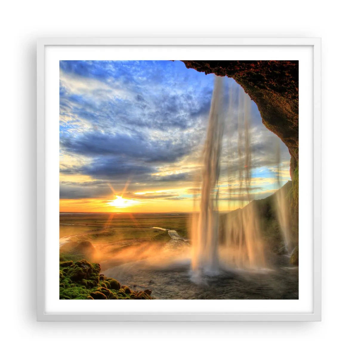 Plakat i hvid ramme - Verden bag sløret af dråber - 60x60 cm