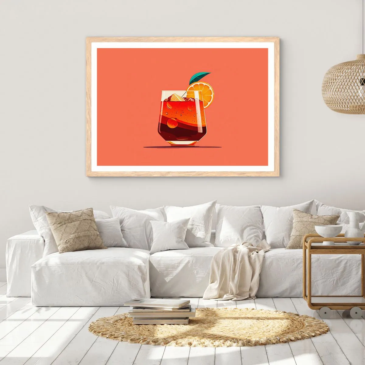 Plakat i ramme af lyst egetræ - Sommerens forfriskning - 70x50 cm