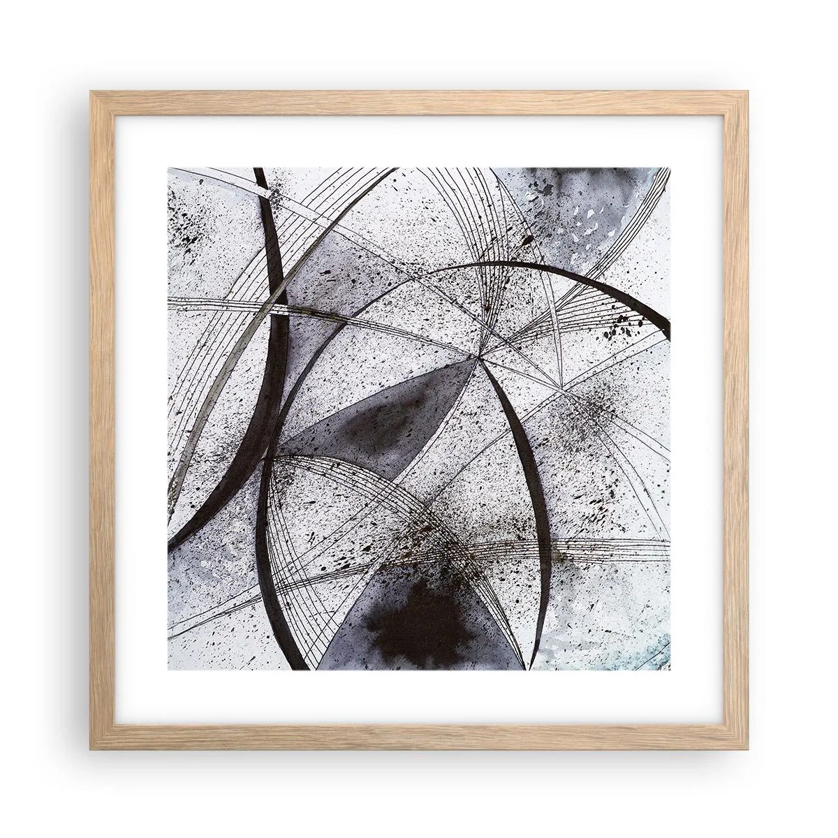 Plakat i ramme af lyst egetræ - Futuristisk fantasi - 40x40 cm