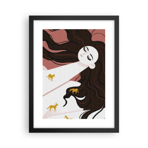 Plakat i sort ramme - Drøm om en gylden hest - 30x40 cm