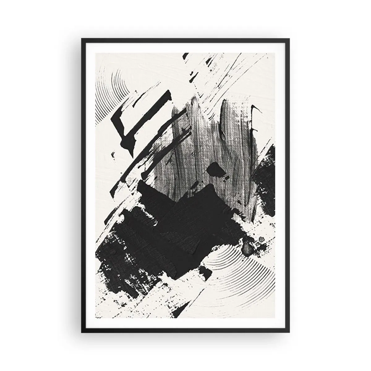 Plakat i sort ramme - Abstraktion - det sortes udtryk - 70x100 cm