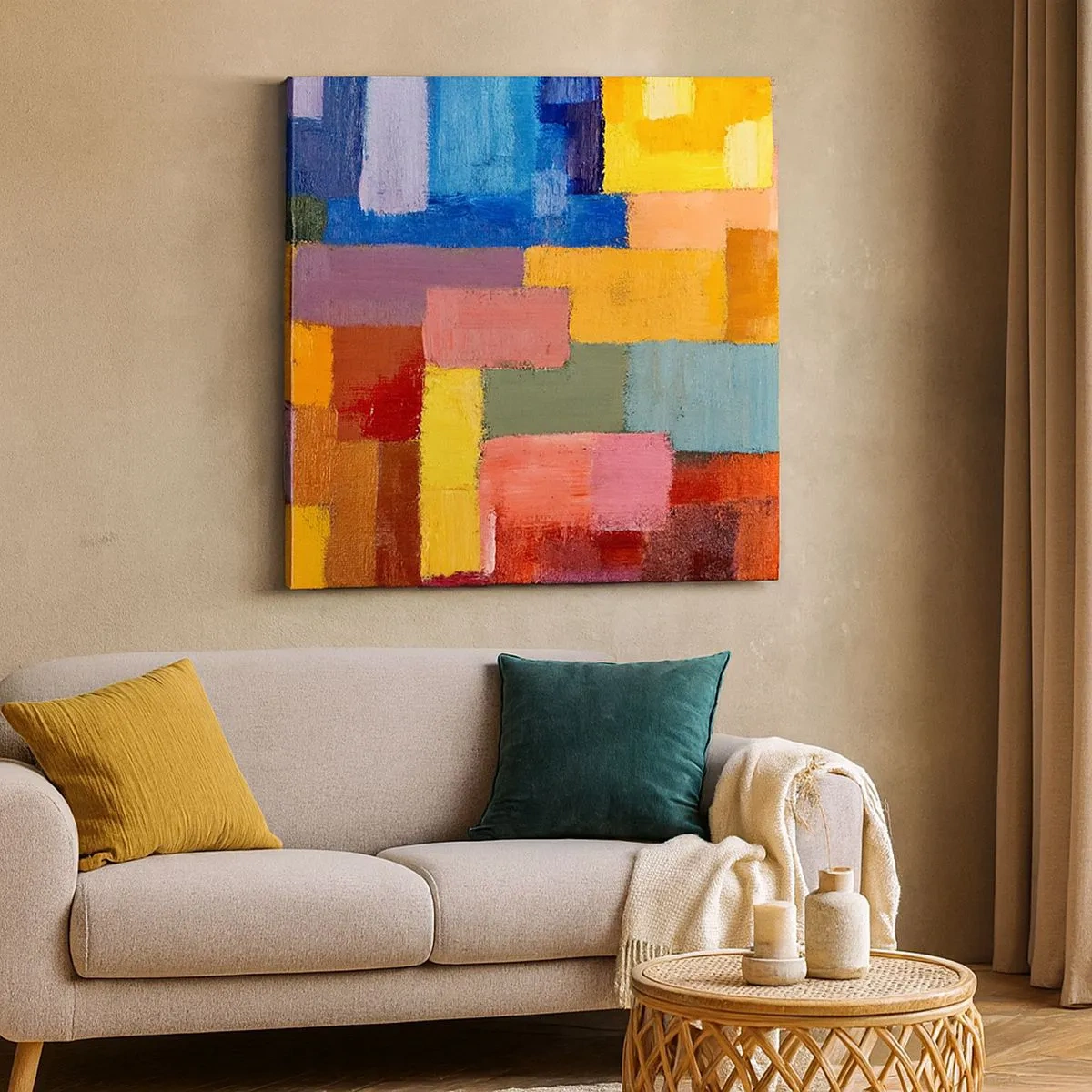 Lærredstryk - Billede på lærred - Hver især forskellige, alle farverige - 30x30 cm