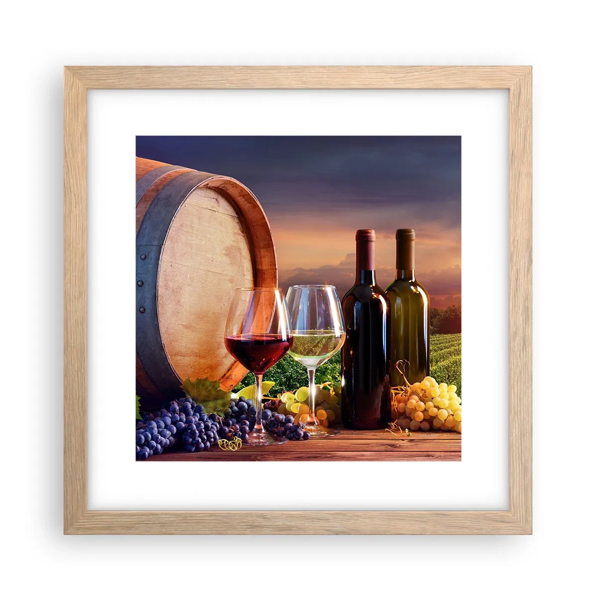 Plakat i ramme af lyst egetræ - Livet har smag her - 30x30 cm