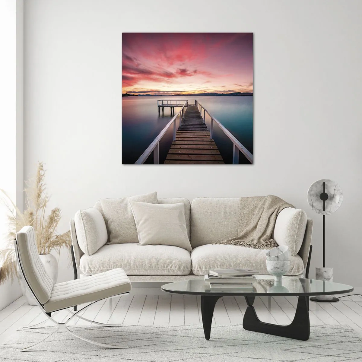 Billede på glas - Aftenens blide flamme - 70x70 cm