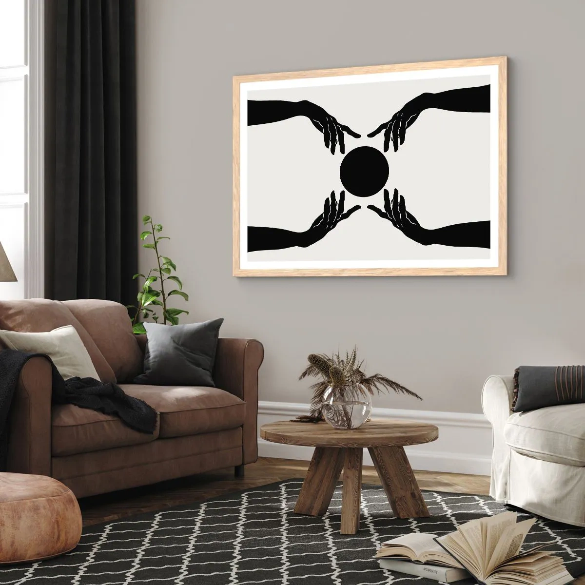 Plakat i ramme af lyst egetræ - Et hemmeligt tegn - 100x70 cm