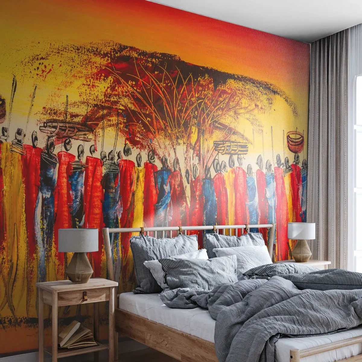 Fototapet Premium Canvas - Der, der, der, der går de - Stykke, Mennesker, Afrika - 450x315 cm