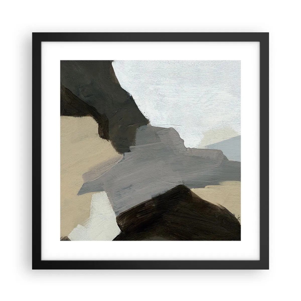 Plakat i sort ramme - Abstraktion: afsked med det grå - 40x40 cm