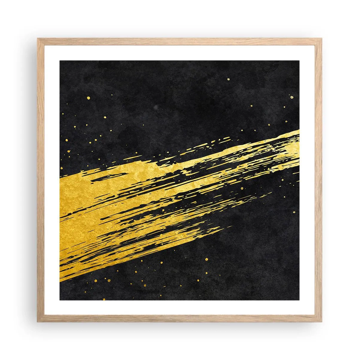 Plakat i ramme af lyst egetræ - Hop ind i hyperrummet - 60x60 cm