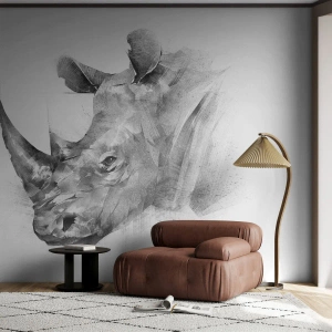 Fototapet Selvklæbende Deluxe Sticker - Afrikansk portræt - Abstraktion, Næsehorn, Dyr - 400x280 cm