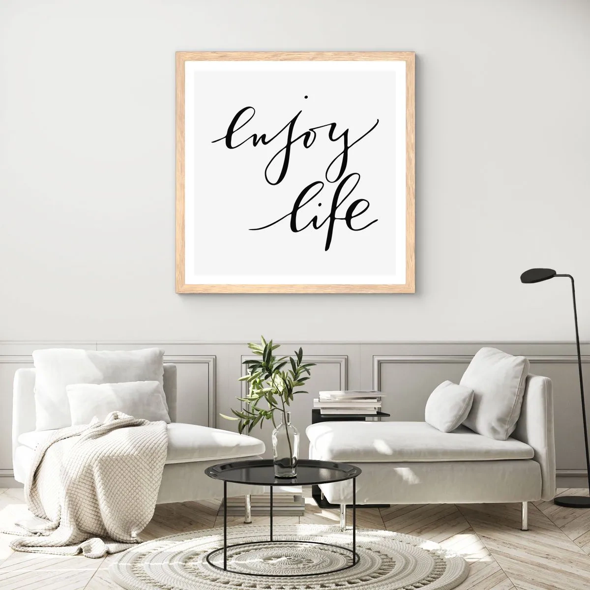Plakat i ramme af lyst egetræ - Intet at tilføje… - 50x50 cm