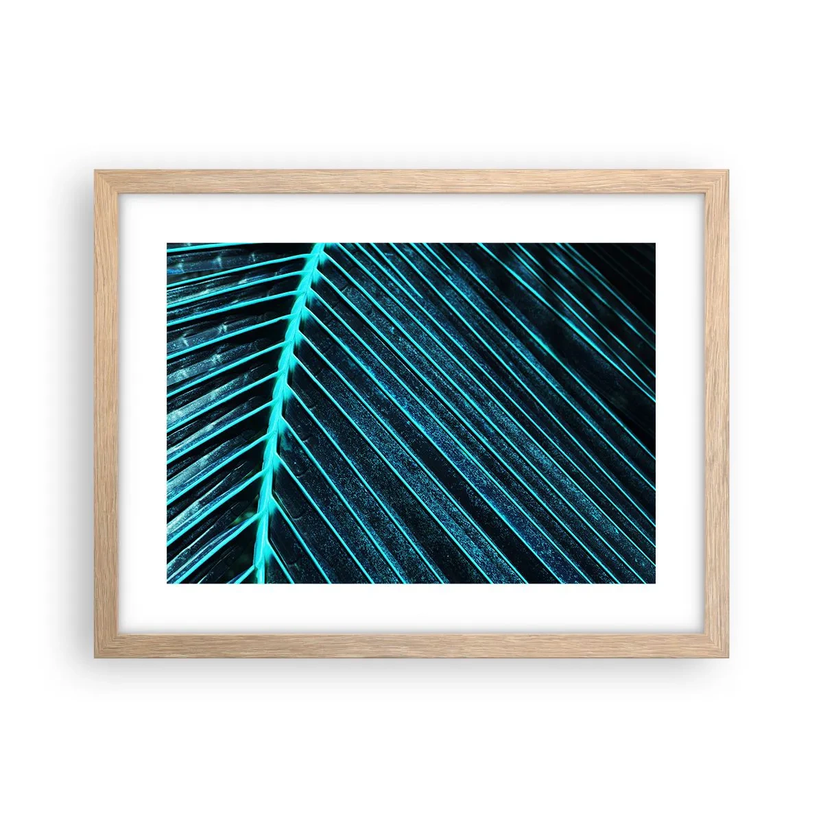 Plakat i ramme af lyst egetræ - Tekstur af grønt - 40x30 cm