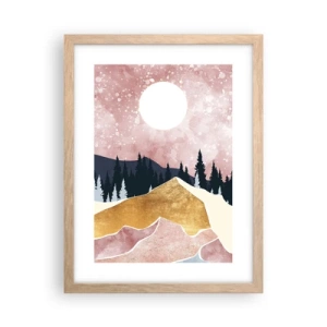 Plakat i ramme af lyst egetræ - Nattevagt - 30x40 cm