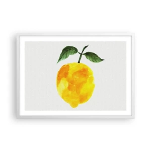 Plakat i hvid ramme - Hvordan man kender smagen af solen - 70x50 cm