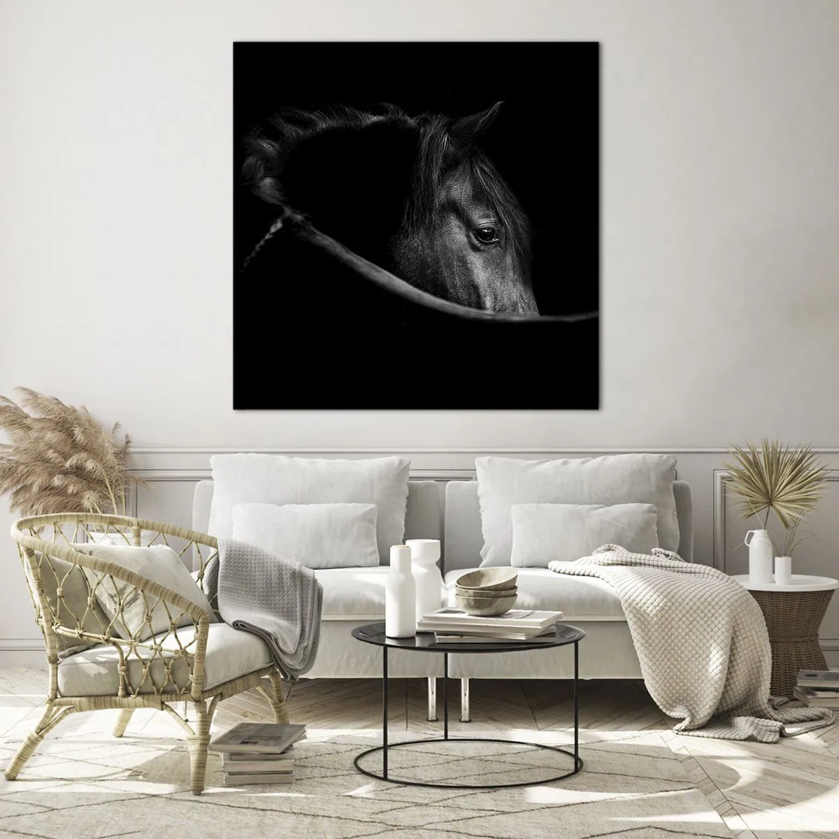 Billede på glas - Sort prins - 70x70 cm