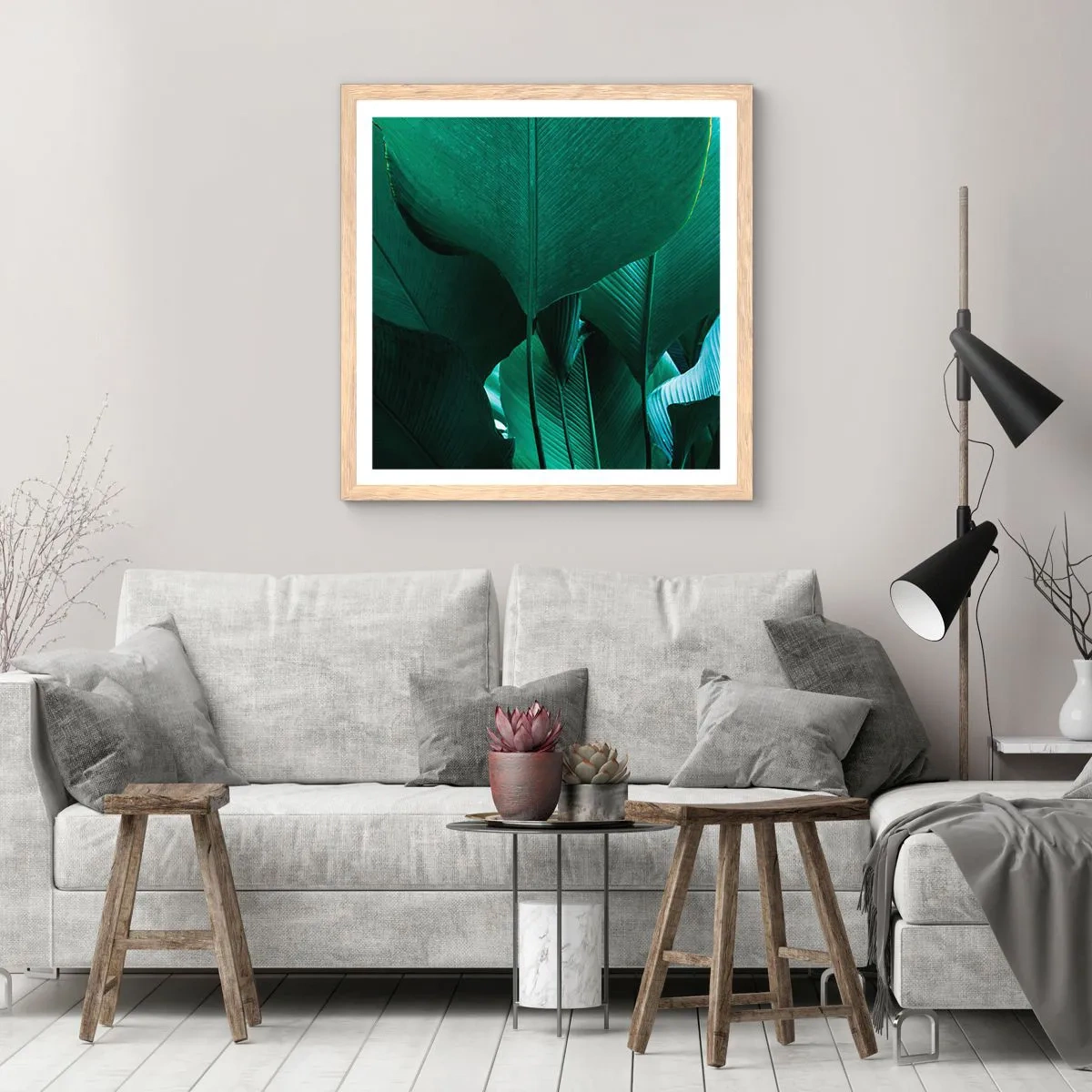 Plakat i ramme af lyst egetræ - Mod lyset - 60x60 cm