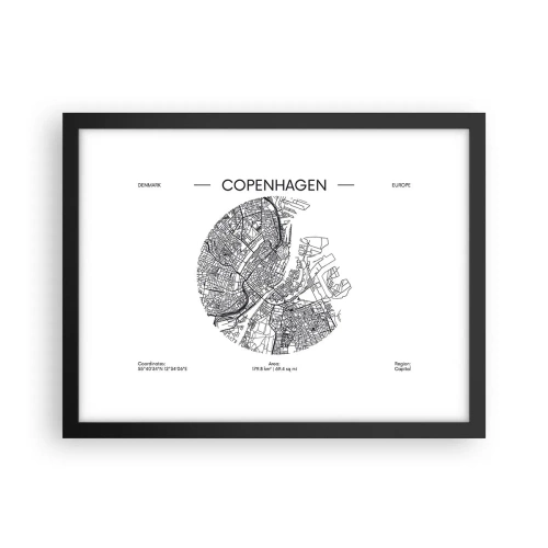 Plakat i sort ramme - Københavns anatomi - 40x30 cm