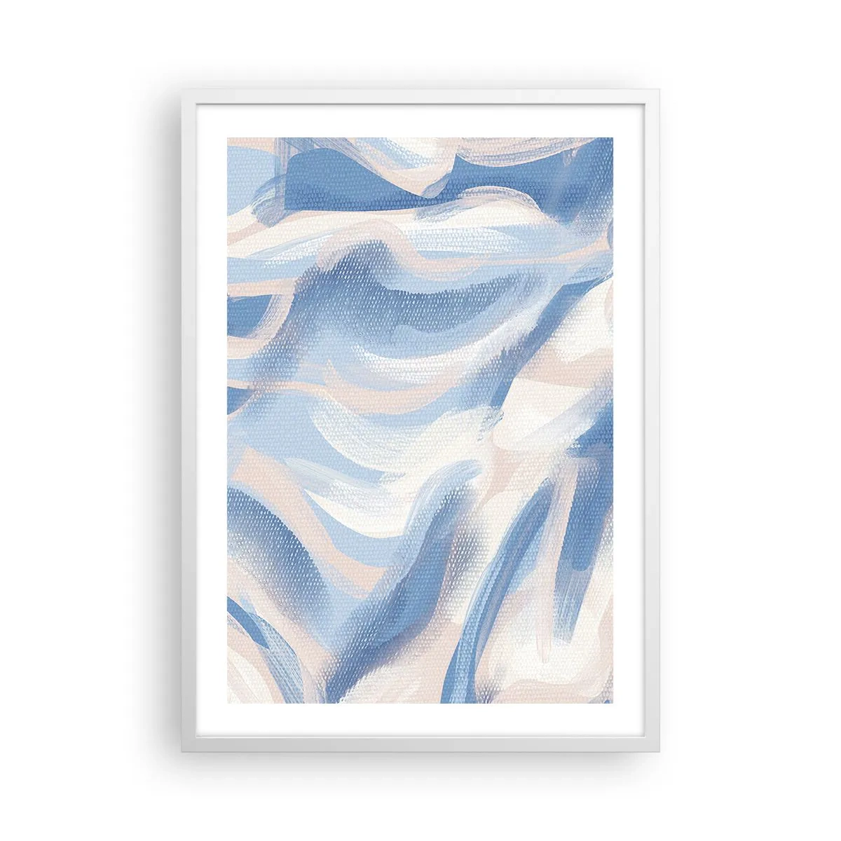 Plakat i hvid ramme - Blå krusninger - 50x70 cm