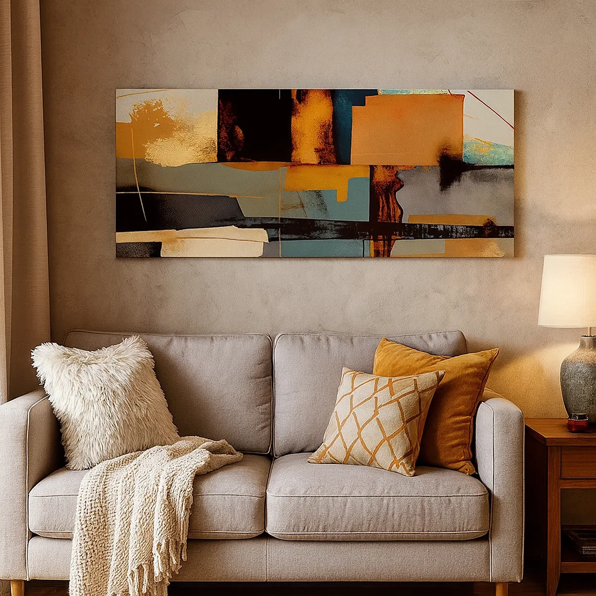 Lærredstryk - Billede på lærred - Abstraktion - lys og skygge - 30x30 cm