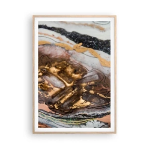 Plakat i ramme af lyst egetræ - Jord element - 70x100 cm