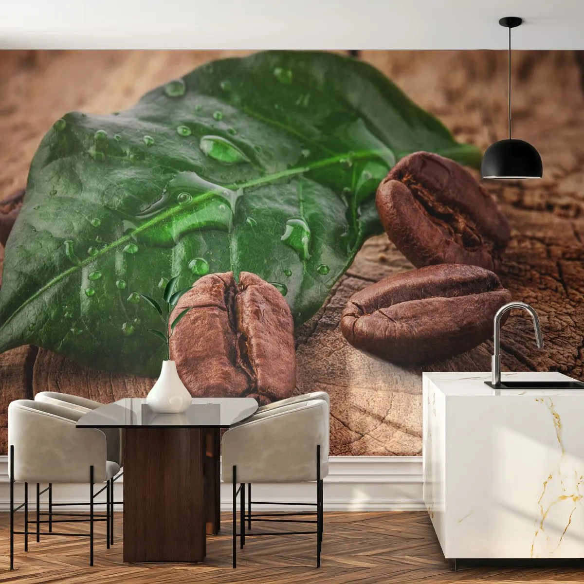 Fototapet Premium Sand - Den sandeste og sorteste - Gastronomi, Kaffe, Kaffebønne - 100x70 cm