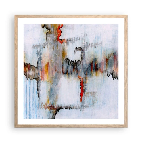 Plakat i ramme af lyst egetræ - En pind på vandet - 60x60 cm