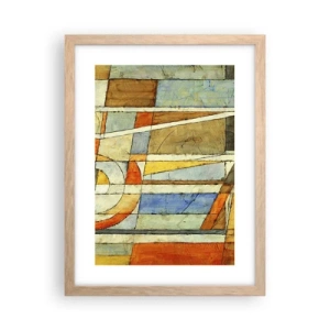 Plakat i ramme af lyst egetræ - Kubisme på en byggeplads - 30x40 cm