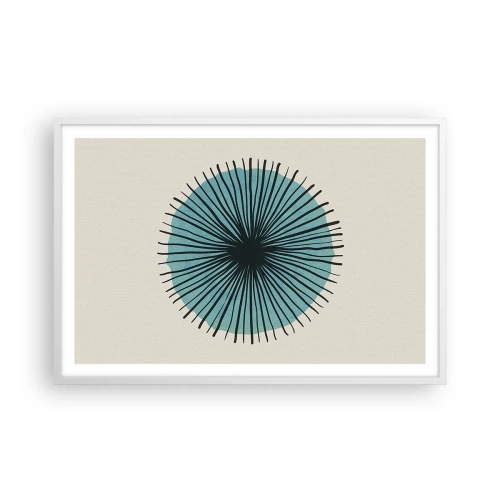 Plakat i hvid ramme - Strålende på blå - 91x61 cm